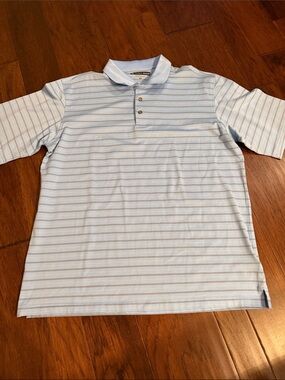 Pebble Beach Pale Blue and White Striped Polo